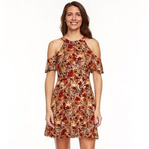 Chelsea & violet tan & Orange Floral Dress Size M